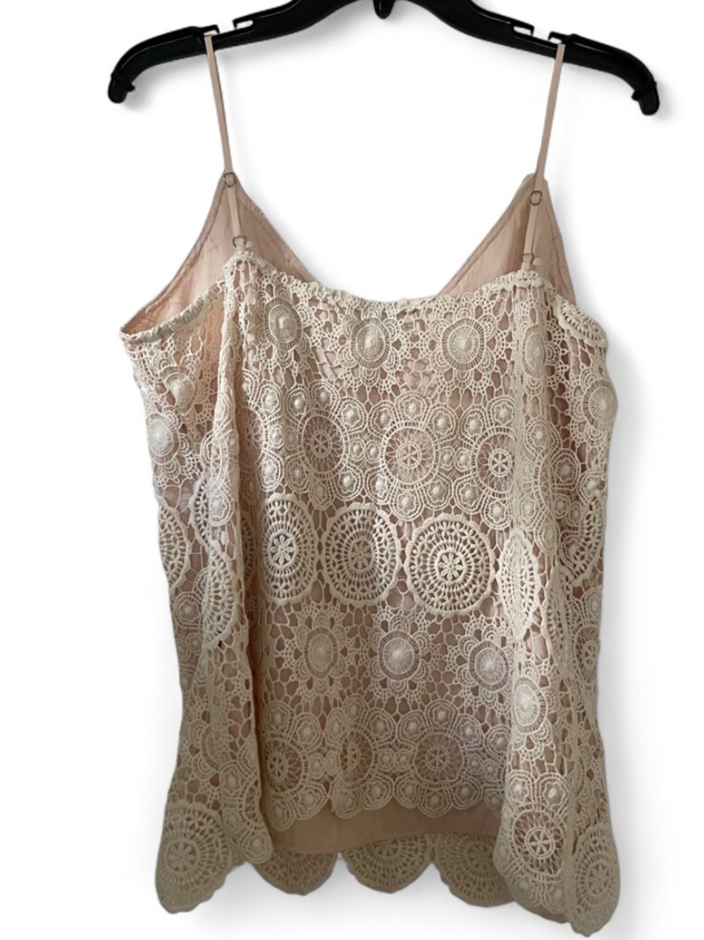 Lavender Brown Nude Crochet Medallion Camisole Womens Size Large - Picture 2 of 3